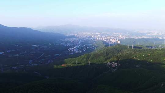 夏季北京门头沟定都阁山顶城市森林航拍