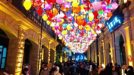 台儿庄古城花灯一条街视频素材模板下载