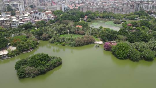 福建泉州西湖公园航拍