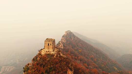 北京秋天司马台长城群山红叶大气航拍宣传片