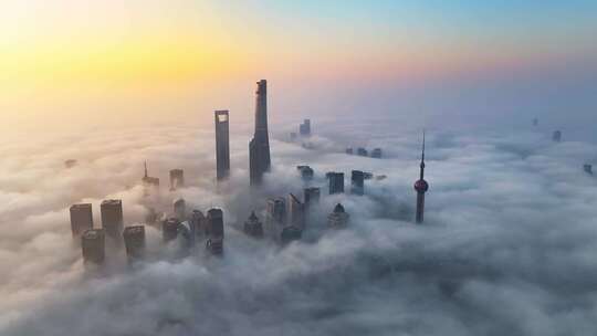 上海日出 上海平流雾 上海高度 陆家嘴视频素材模板下载