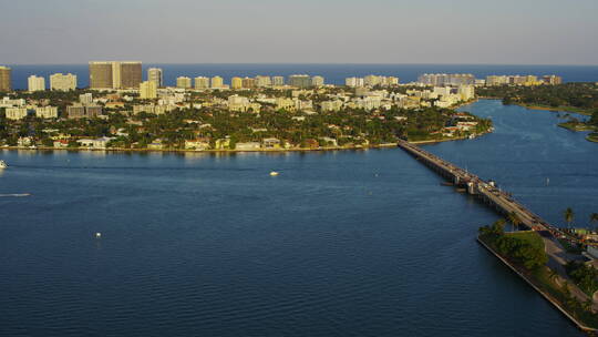 迈阿密海岸线的空中拍摄