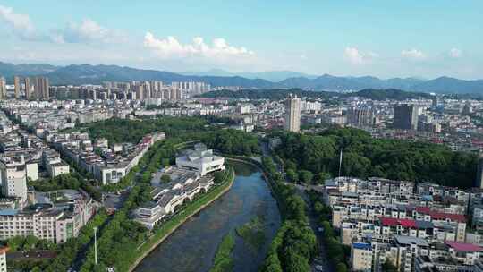 航拍江西萍乡城市天际线萍乡大景