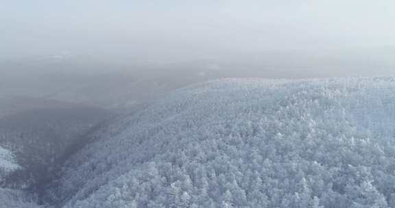 航拍内蒙古大兴安岭冰雪雾凇、雪凇