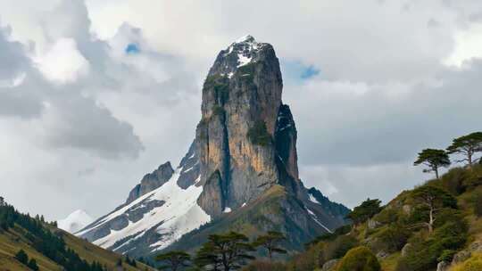 雪山山峰自然风光全景