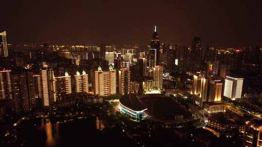 武汉西北湖体育文化中心夜景航拍