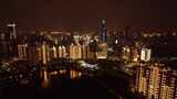 武汉西北湖体育文化中心夜景航拍高清在线视频素材下载