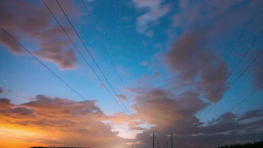 星空背景下的电力线延时延时延时延时