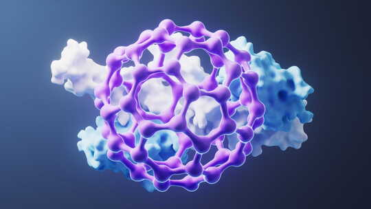 分子与蛋白质生物科技概念3D渲染