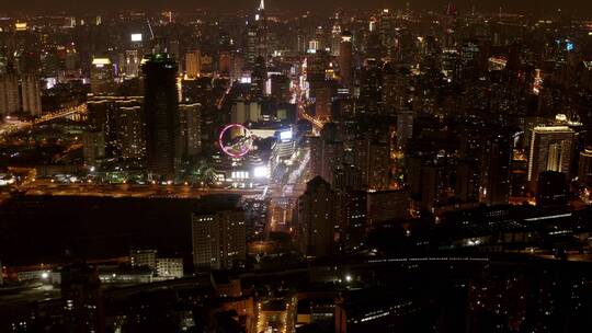 航拍上海城市夜景