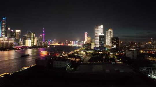 浦西虹口区北外滩建筑夜景视频素材模板下载