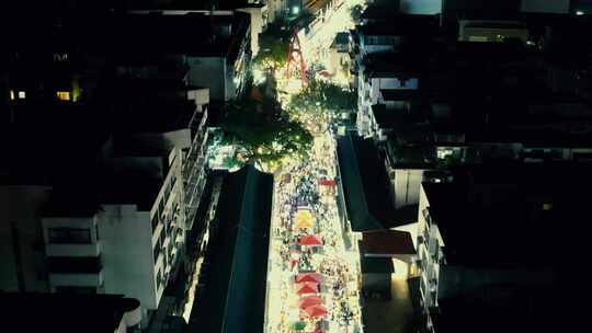 合集城市夜景步行街人流量航拍