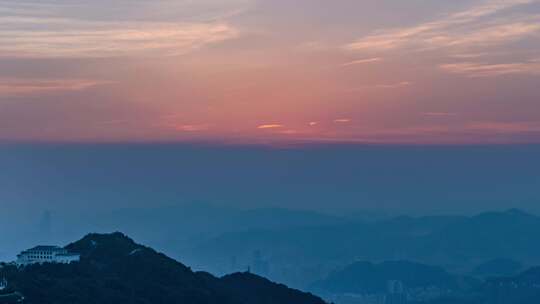 深圳梧桐山电视塔夕阳落日晚霞自然风光