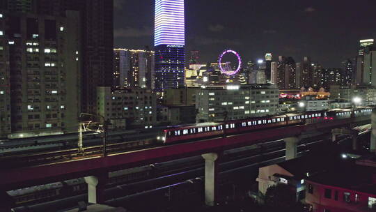 上海夜景地铁进站出站视频素材模板下载