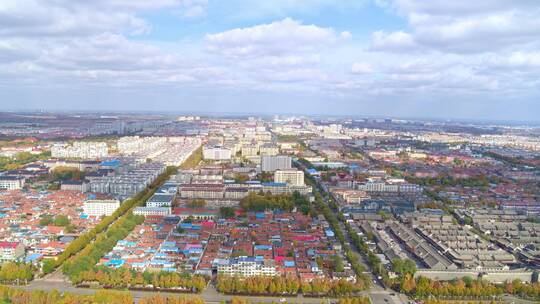 青州市 秋天 城市全景 东夷 航拍