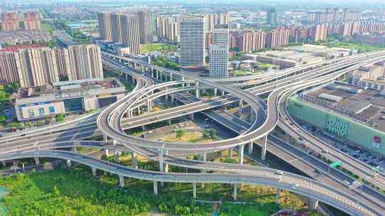 扬州城南快速路车流道路高架桥航拍