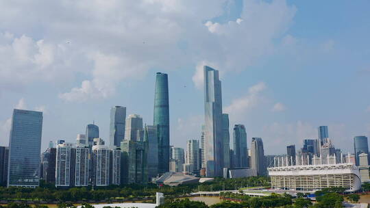 航拍广州珠江新城CBD视频素材模板下载