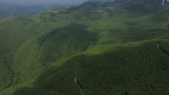 航拍浙江农村大山，竹山