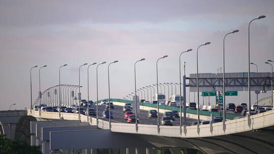 城市交通高架桥车流延时视频素材模板下载