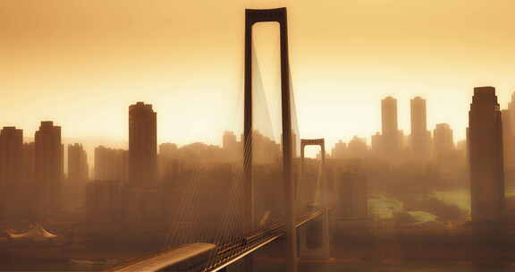黄昏时分重庆市南纪门轨道大桥