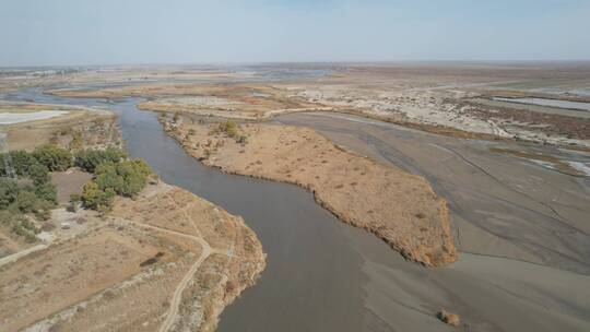 新疆巴州且末县车尔臣河自然风光航拍