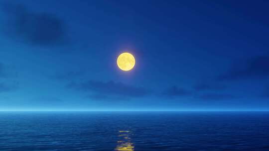 湖面月亮 海上升明月视频素材模板下载