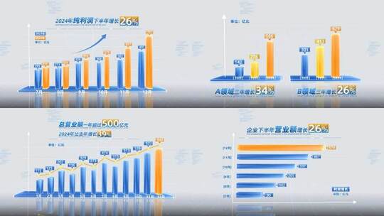 地图背景蓝色柱状图数据对比展示高清AE视频素材下载