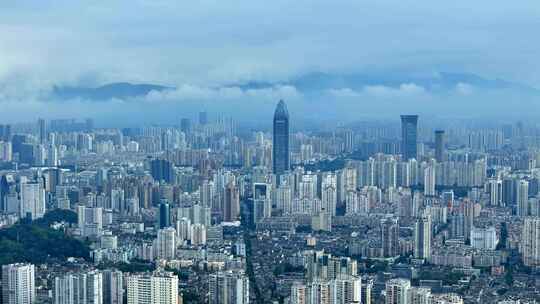 烟雨温州城市风景 浙江温州城市水墨画