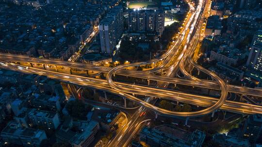 营门口立交夜景_环绕航拍延时