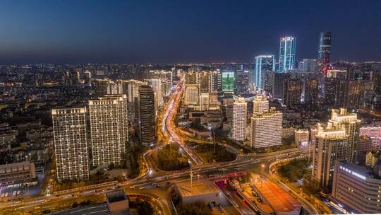 航拍快速路山东路夜景视频素材模板下载