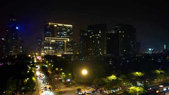 杭州钱江新城市民中心来福士夜景视频素材