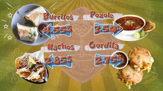 可爱墨西哥餐厅菜单展示AE模板