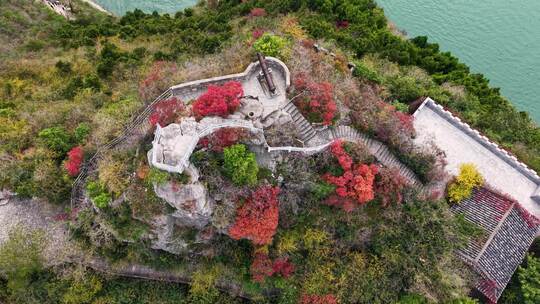 长江三峡奉节瞿塘峡古炮台航拍4K