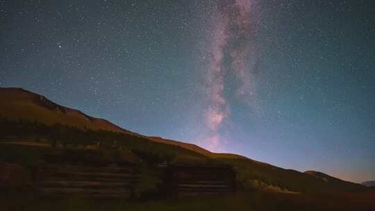 山脉森林草原纯净银河星空延时素材