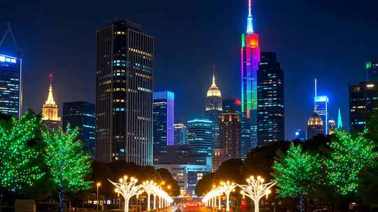 上海陆家嘴夜景城市风光
