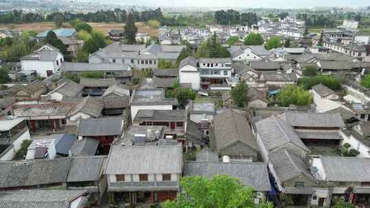 云南大理喜洲古城著名旅游景区航拍
