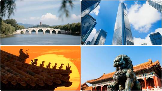 北京景点、故宫空境转场 城市延时拍摄光影