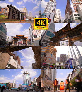 【4K】云南昆明地标 南屏步行街运镜实拍高清在线视频素材下载