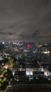 竖屏航拍广东深圳城市大景夜景灯光