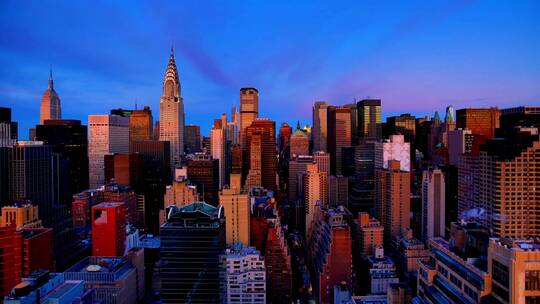 纽约高楼城市清晨日出延时摄影