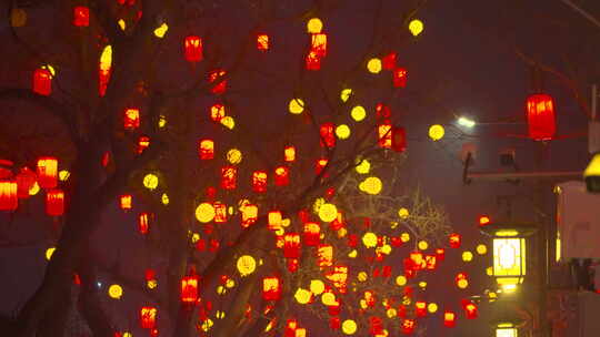 北京模式口街道春节灯饰夜景