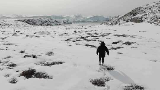 旅行者，冰山，雪，格陵兰岛