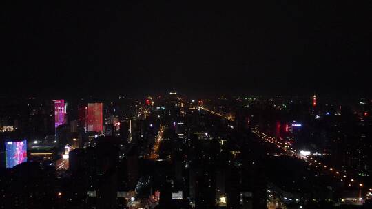 航拍正定古城夜景