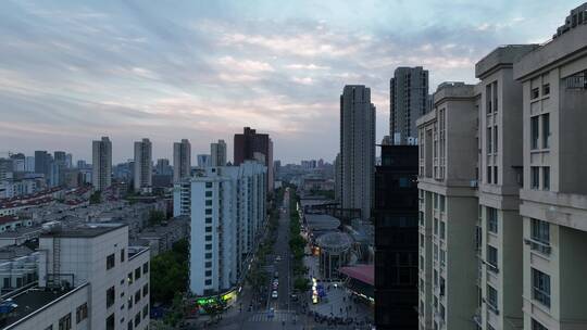 上海徐家汇傍晚航拍视频素材模板下载