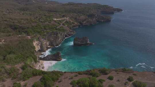 HDR印尼佩妮达岛航拍岛屿海岸线风光