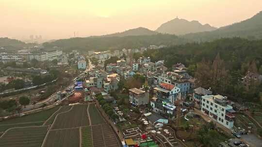 浙江台州天台山国清景区后山村庄房屋航拍