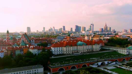 波兰华沙城市建筑航拍