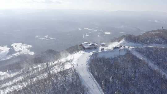 航拍吉林省长白山国际滑雪场冬季风光