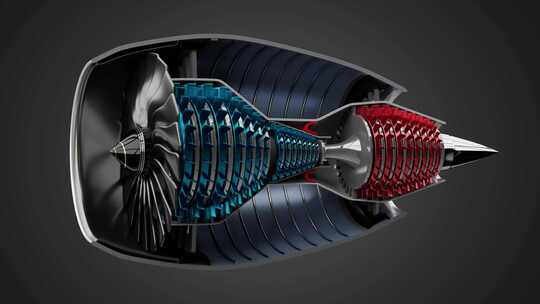 飞机引擎拆卸内部结构动画视频素材模板下载