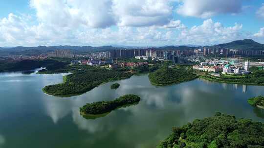 东莞松山湖景区航拍空镜